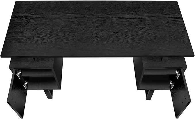 Computer Desk Home Office Laptop Storage 48 l Work Black Laminate Black Metal Contemporary Modern