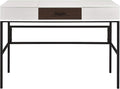 Natural &amp Black Writing Desk with USB Port - Contemporary Home Office Design