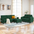 2 Pieces Sectional Sofa Set 79 3-Seat L Shaped Couches with Storage Ottoman and 59 Loveseat Sofa Set Polyester Fabric for Living Room Small Spaces Green