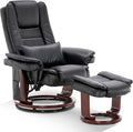 MCombo Swivel Recliner with Ottoman Chair TV Chair Sets with Vibration Massage for Small Space Living Room Bedroom 9096 9099 (Textile Black)