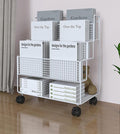 AVSMGP Rolling File cart with Shelves 4-Tier Mobile Bookshelf Metal File Storage Utility Storage cart for Office Home SchoolWhite