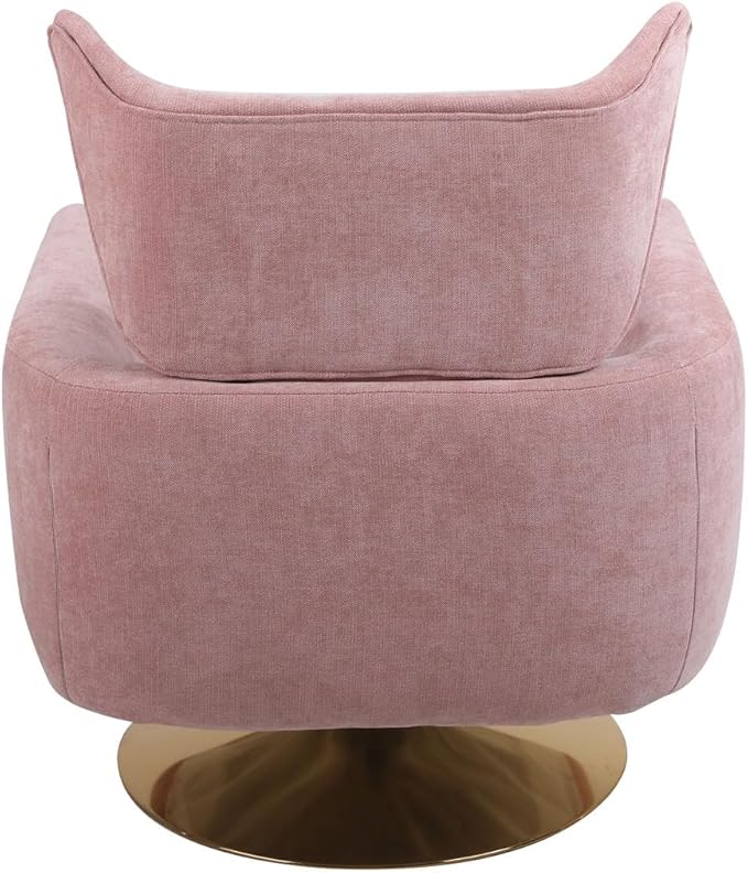 Pink Swivel Accent Chairs for Living Room Mid Century Modern Accent Chair with Arms Comfy Side Chairs for Living Room with Gold Base &amp Lumbar Pillow Upholstered Armchair with Wingback