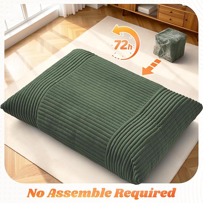 3 in 1 Giant Bean Bag Chair for Adults and Kids Oversized Convertible Bean Bag Bed with Machine Washable Cover Comfy Soft Memory Foam Floor Sofa for Living Room Bedroom &amp Game Room(Green)
