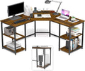 Elephance Large L-Shaped Computer Desk with Shelves Corner Desk Home Office Writing Workstation Gaming Desk PC Latop Table with Storage