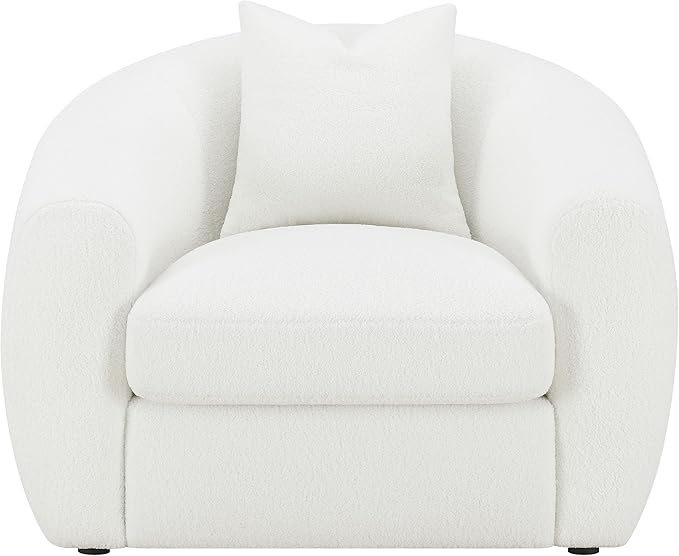 Coaster Home Furnishings - Isabella - Upholstered Accent Chair with Curved Backrest Sloped Armrests and Black Legs - Living Room - Ivory - 509873