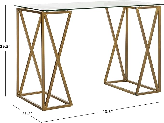 Safavieh Home Office Theresa Modern Gold Glass Top Desk