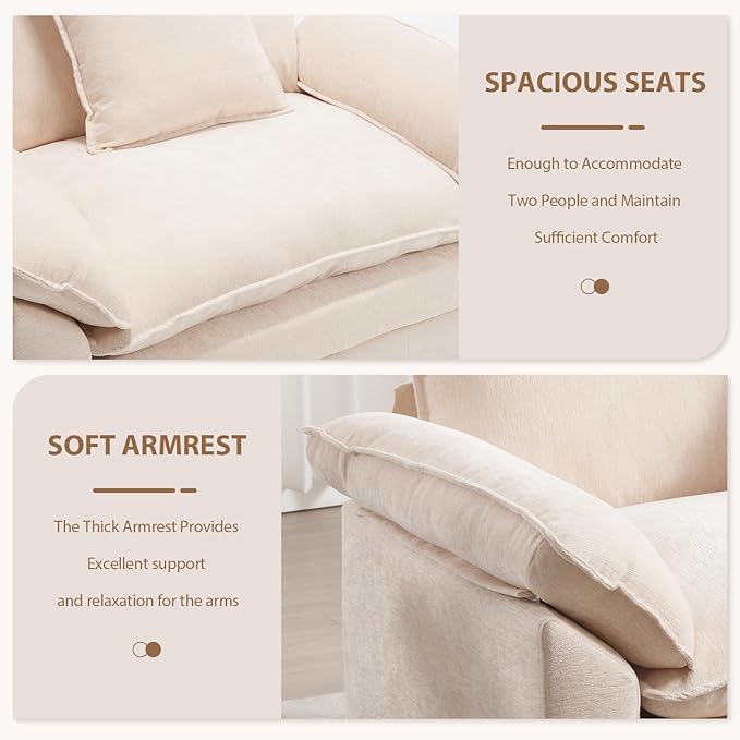Chenilli Oversized Accent Chair Armchair Chair with Ottoman Comfy Single Sofa with Large Seat and Extra Wide Armrests UpholsteredReading Chairs for Bedroom Living Room