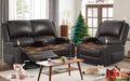 Loveseat Lounger Sofa Set with 2 Layers Cushion Living Room 2+1 Piece 2 Seater Reclining Double Sofa Leather with Removable Console 1 Oversized Lounger Sofa Seats