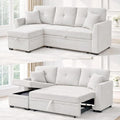 Convertible Sleeper Sofa Bed with Pull Out Couch L Shaped Couch with Chaise Storage Small Sectional Couches for Living Room Apartment | Linen Fabric | 76.5 | Beige