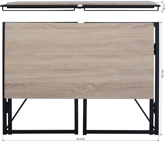 FurnitureR 39.4 Minimalist Laptop Desk Simple Computer Writing Desk with Sturdy Metal Frame Modern Foldable Workstation for Home Office Study or Small Spaces Oak