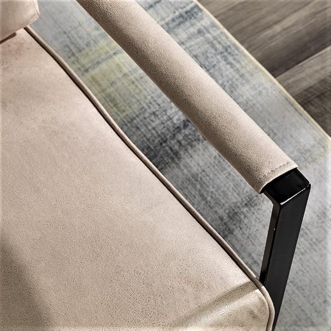 Container Furniture Classic Mid Century Modern Accent Chair with Durable Square Metal Frame Armchair for Living Room Bedroom Home Office in Spotted Microfiber Upholstery Light Camel
