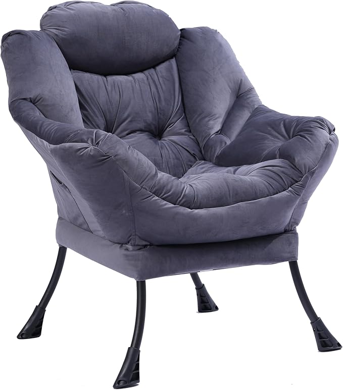 Living Room Chairs with UpholsteredReading Chairs for AdultsModern Accent Chairs for Living RoomLounge Sofa Rocking Chair IndoorSingle Sofa Chair with Armrests &amp Side PocketDark Gray