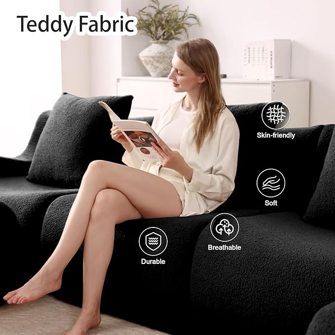 115.3 Inches Sectional Boneless Cloud Couch Super Soft Comfortable Curved Armrest Deep Seat Sofa with Pillow and Ottoman Sectional Couches for Living Room No Assembly Required