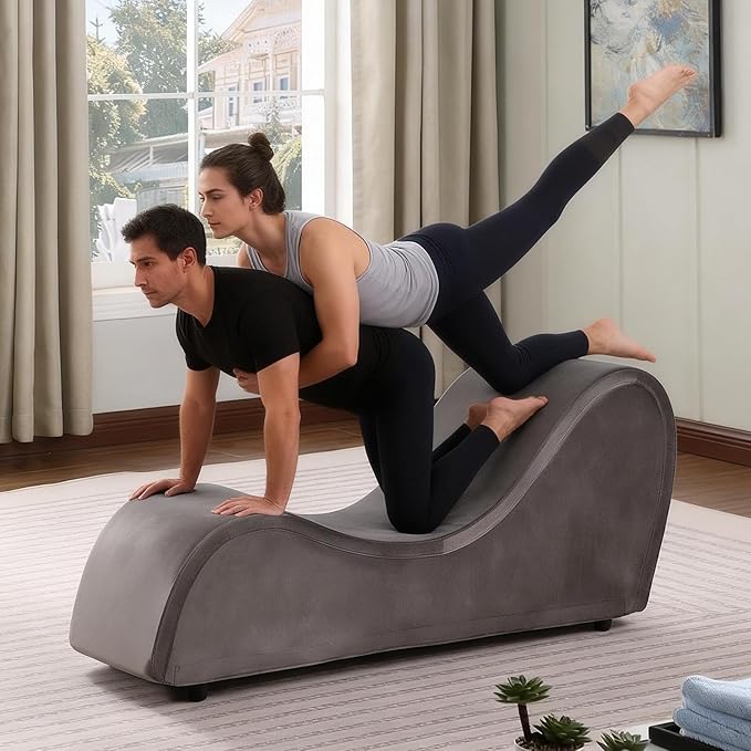Grey Sofa Couch Chair 67 Large Chaise Lounge Chair with Velvet Removable Cover 500 Lbs Capacity Sturdy Ottoman Bench for Stretching Meditation Relaxation Practice
