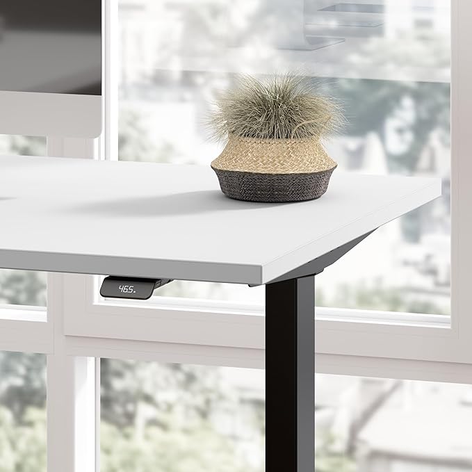 Bush Business Furniture 72-inch Electric Height Adjustable Standing Desk Ergonomic Sit-Stand Computer Table for Home and Professional Office Move 40 Series White with Black Base