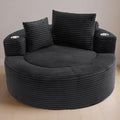 55 Black Oversized Round Boneless Couch Sofa Velvet Memory Foam Cloud Couches Lounge Chair Comfy Fluffy Single Sofa with 3 Pillows for Living Room Bedroom No Assembly Required (Black .)