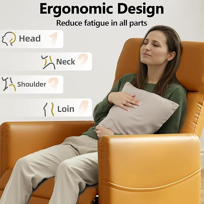 Black Power Recliner Chairs for Adults Lash Chair &amp Lay Flat Recliner for Small Spaces Living Room Bedroom Offices Theater Adjustable Footrest &amp Backrest/Side Pockets/USB (Brown)