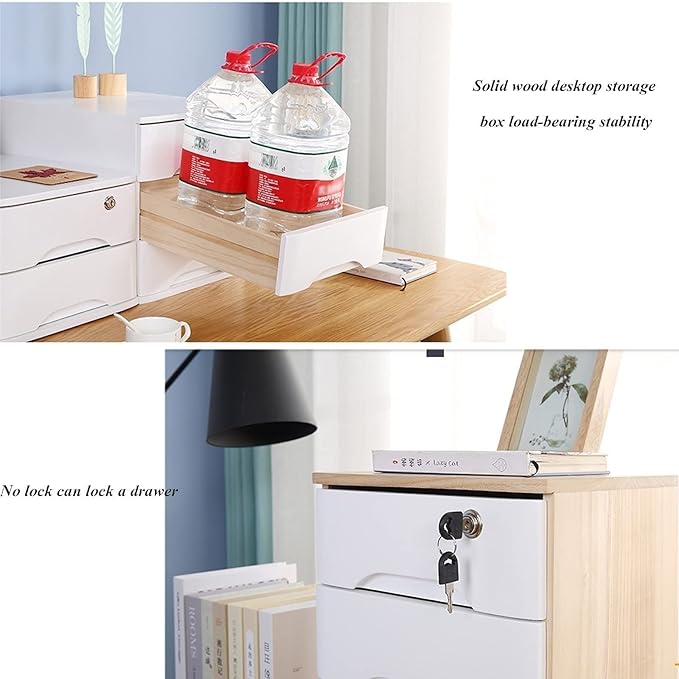 Desktop Storage Box With Drawers - Desktop File Cabinet Organizers Solid Wood Storage Box Small Chest Of Drawers Lockable File Cabinet Office Supplies A4 Receipt File Organizer ( 1 Drawer)
