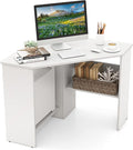 HOMGX Corner Computer Desk Triangle Desk with Storage Shelves Small Corner Desk for Small Spaces Corner Vanity Desk for Home Bedroom Living Room Office (White)