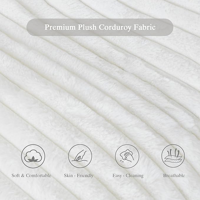 Armless Lazy Sofa Casual Single Sofa Oversized Chaise Lounge ChairCorduroy Fabric for Living Room and Bedroom with Backrest. (Off White)