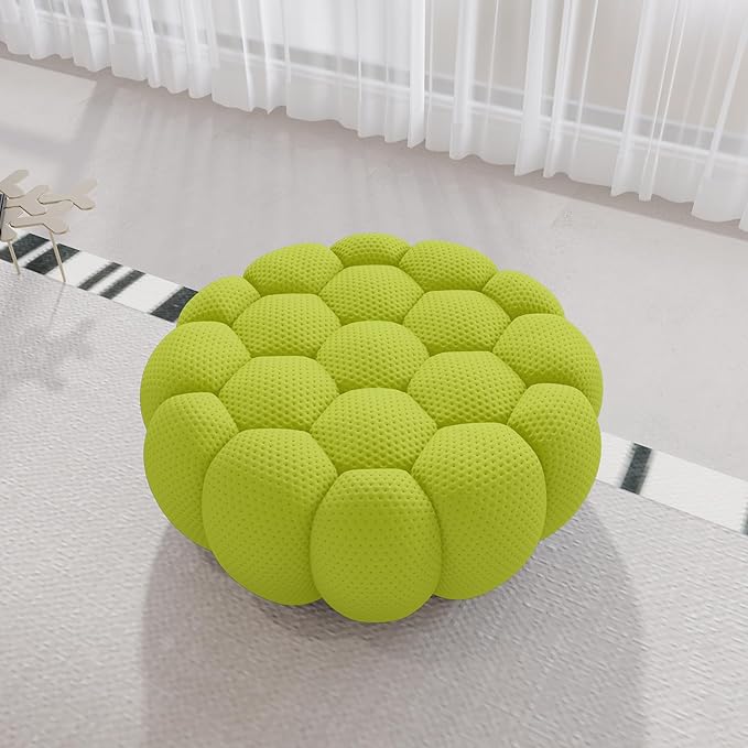 Bubble Couch 41.34'' Oversized Bubble Sofa Chair Modern Lazy Lounge Chair Mesh Fabric Round Floor Sofa 3D Honeycomb Shape Curved Couches for Living Room (Lemon Green)