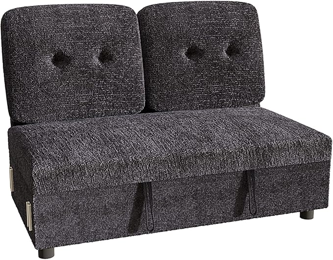 Loveseat with Storage for Modular Sectional Sleeper Sofa Bed with Adjustable Backrest Premium Textured Chenille Easy to Assemble Dark Blue