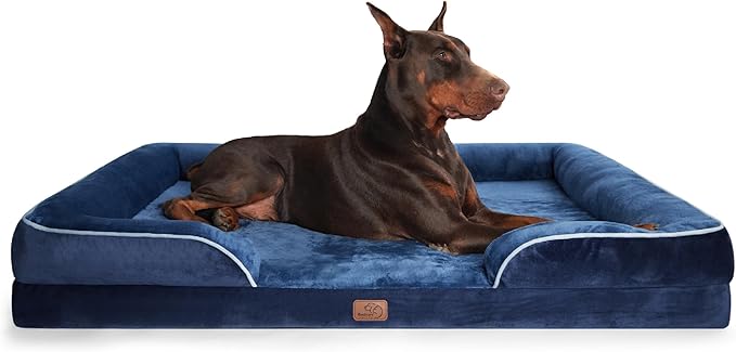 Bedsure XXL Orthopedic Dog Bed for Extra Large Dogs - Washable Giant Dog Cat Bed Waterproof Comfort Dogs Couch Sofa with Washable Removable Cover Pet Bed with Nonskid Bottom Blue Navy 52