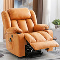 Power Lift Recliner Chair for Elderly Electric Recliner Chairs for Adults with Massage and Heat Cup Holders Remote Control USB Ports Side Pockets Leather (Golden Orange)