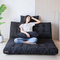 MAXYOYO Folding Sofa Bed Tufted Bean Bag Bed with Pillows Floor Mattress for Adults Extra Thick and Long Floor Sofa Twin Couch for Bedroom Living Room Black 39x91 Inch