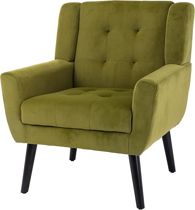 Modern Soft Velvet Material Ergonomics Accent Chair Living Room Chair Bedroom Chair Home Chair with Black Legs for Indoor Home
