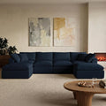 Modular Sectional Cloud Sofa Couch 110” L-Shape Wide Armrest 3 Seats Couch Free Combination Compressed Sofa for Living Room BedroomNo Assembly Needed (Blue 4 Seats)