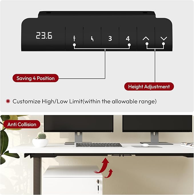 SANODESK 55 Electric Standing DeskOne-Piece Dual Motor Height Adjustable Desk Stable and Durable 3-Stage Stand up Desk for Home Office (Black Frame/55 x 28 Inch White top)