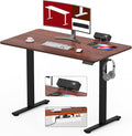 SANODESK Electric Standing Desk with Desk Clamp Power Strip 40x 24 Whole-Piece Desktop Height Adjustable Stand Up Desk with Cable Management Sit Stand Home Office Desk Black Frame/Mahogany Top