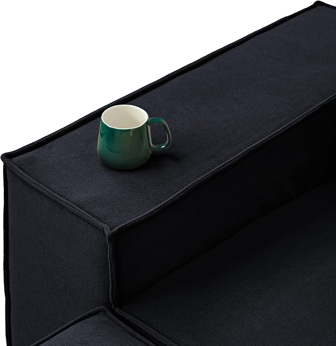 Modular Sectional Sofa Couch150 U-Shaped Cloud Couch Minimalist 6 Seater Sofa Convertible Couches for Living RoomBlack