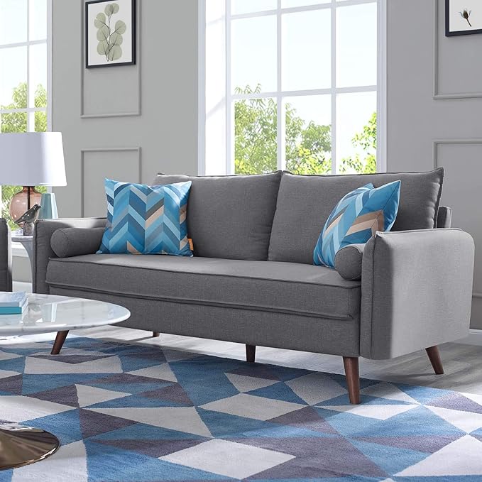 Modway Revive Contemporary Modern Fabric Upholstered Sofa In Light Gray