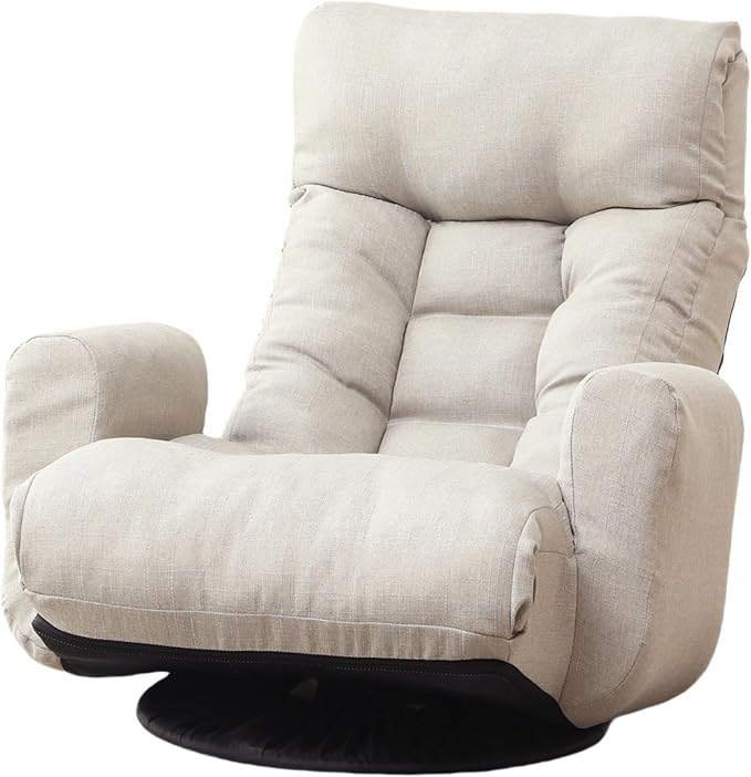 Adjustable Head and Waist Game Chair Lounge Chair in The Living Room 360 Degree rotatable Sofa ChairRotatable seat Leisure Chair Deck Chair (Gray + Single Sofa Chair)