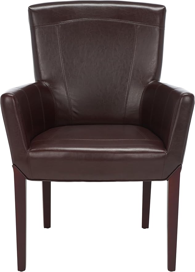 Safavieh Hudson Collection Greenwich Bicast Leather Arm Chairs Brown
