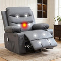IDEALHOUSE Rocker Recliner Chair with Massage and Heat Swivel Reclining Sofa with Cup Holder Side Pockets Front Pockets Rocking Chair for Living Room Bedroom Nursery (Grey PU Leather)