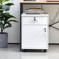 Mobile 2 Drawer File Cabinet with Lock Wooden Under Desk Filing Cabinet with Wheels Small Rolling Storage Cabinet for Home Office Organizer A4/Letter Size/Legal White