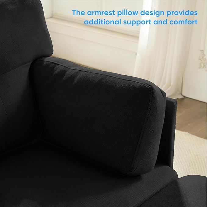 PUREMIND Sectional Couches for Living Room Modern Snow Velvet U-Shaped Sofa Couch with Double Chaise Upholstered 4 Seater Home Sofa for Living Room Apartment Office Black