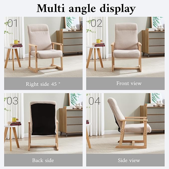 KCC Recliner Chair Adjustable Small Fabric Single Sofa with Ergonomic Back SupportAccent Chair for Living Room Nursery Bedroom Beige1PC