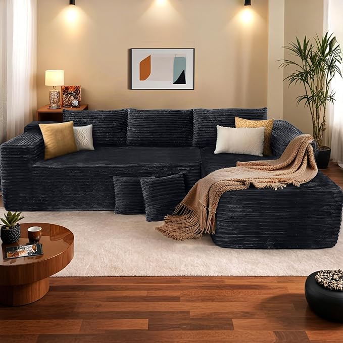 108” Modular Sectional Sofa Couches Oversized L-Shape Cloud Couch with Deep Seat Comfy Memory Foam Modern Boneless Couch for Living Room No Assembly Required