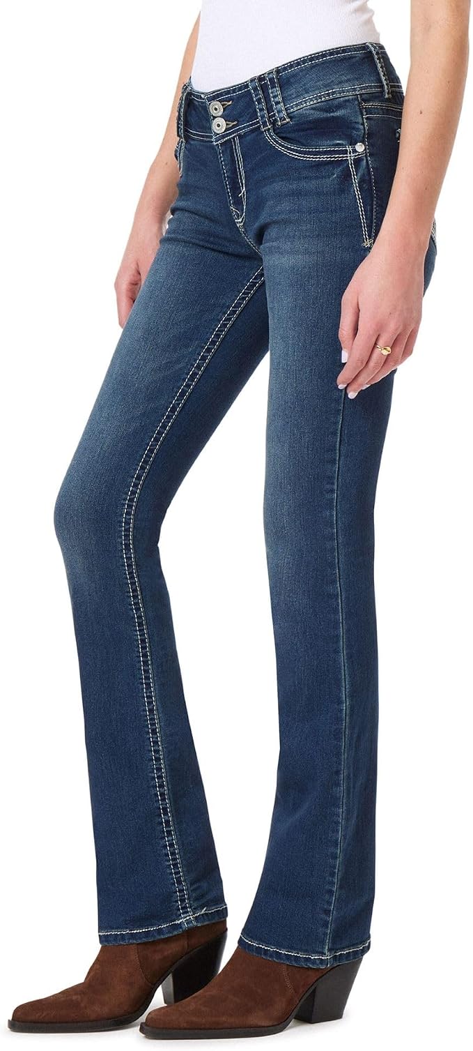 WallFlower Luscious Curvy Bootcut Jeans for Women Mid-Rise Insta Stretch Denim Size-Inclusive Juniors Jeans