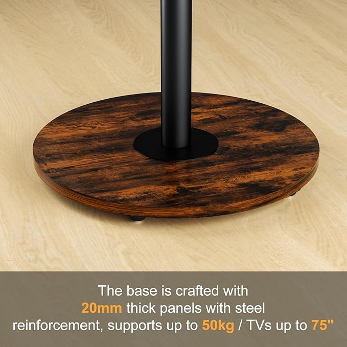 unho Black Rolling tv Stands for Living Room Swivel Portable tv Stand on Wheels for 40-75 Inch LCD LED OLED TVs Height Adjustable&ampWood Basecorner tv Stand Mobile TV Cart Holds up to 110Lbs