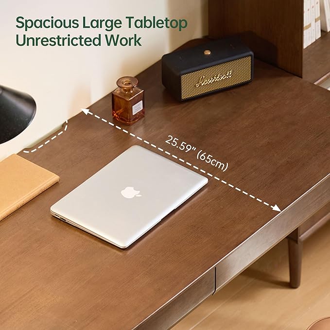 YESWOOD Vintage Solid Wood Computer Desk Office Desk with Storage Drawers Writing Desk for Home Office Study 55.11 W