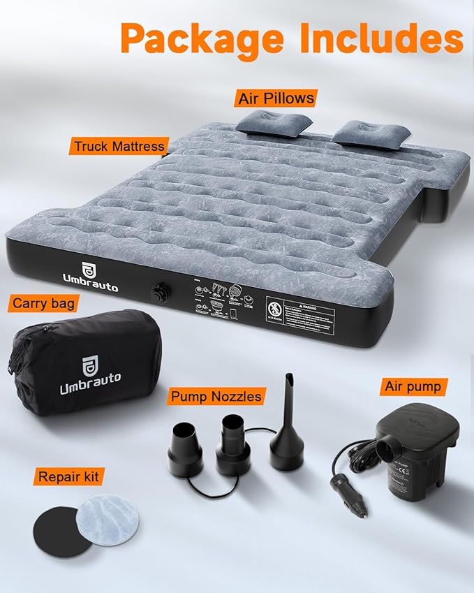 Umbrauto Inflatable Truck Bed Air Mattress for Full Size Short Truck Beds 5.5-5.8ft with Pump &amp Carry Bag. Perfect for Outdoor Adventures