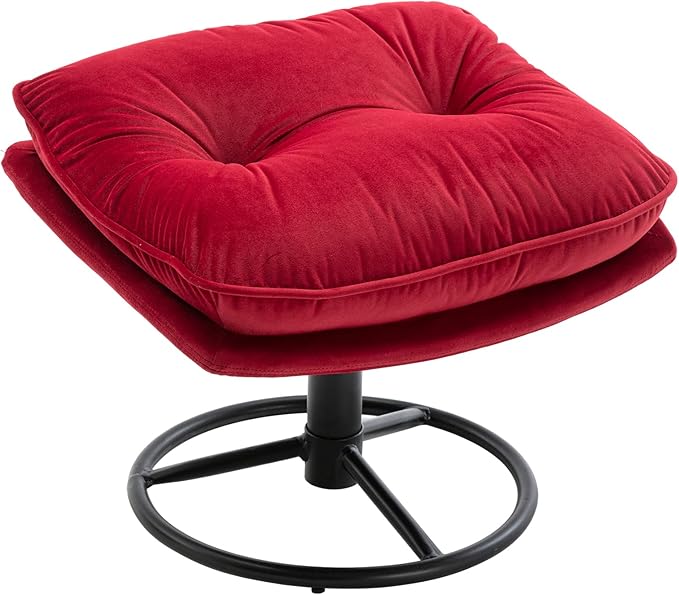 Accent Chair TV Chair Living Room Chair with Ottoman Dark RED