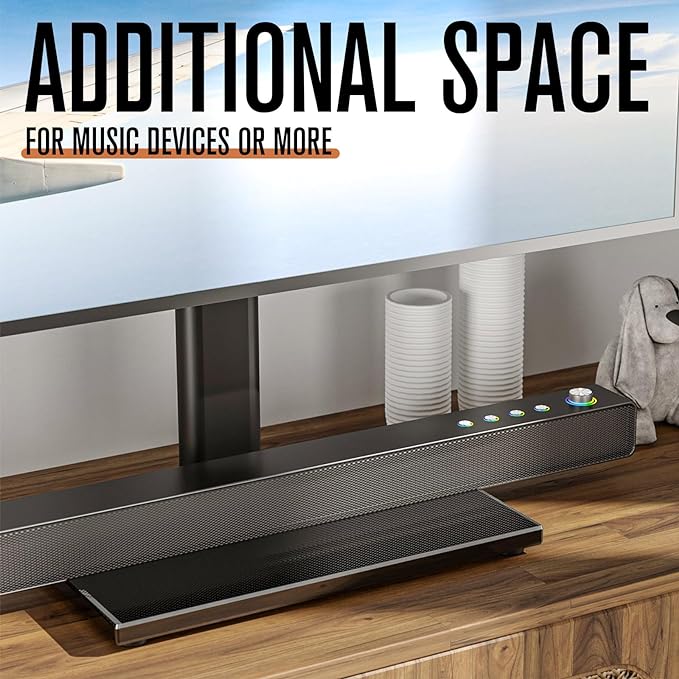 Universal Swivel TV Stand - Table Top TV Stand for 27-60 inch LCD LED TVs - Height Adjustable TV Base Stand with Tempered Glass Base &amp Wire Management VESA 400x400mm HT06B-002