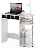 Furinno GO GREEN Desk 31.5 Wide Gaming Desk with 2 Side Shelves and Storage Bins Computer Desk Office Desk for Home Office Study Room Dorm Bedroom White Oak