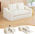 Loveseat Oversized Folding Sofa Bed Convertible Sleeper Chair Bed with Pillows &amp Wide Armrest Comfortable Floor Couch for Living Room &amp Bedroom(White) | Foldable